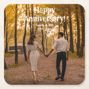 Custom anniversary photo create your own square paper coaster