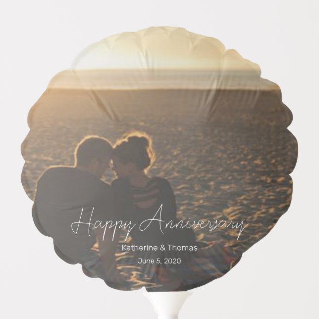 Custom Anniversary Photo Personalized text modern  Balloon (Front)