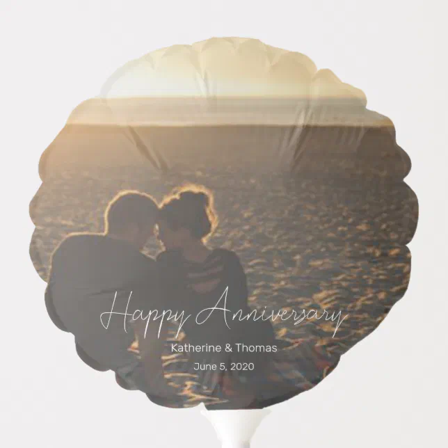 Custom Anniversary Photo Personalized text modern Balloon | Zazzle