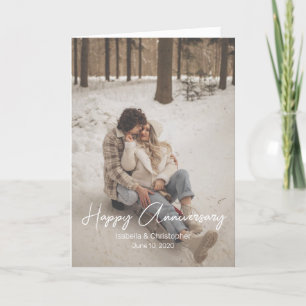 Custom Anniversary Photo Personalized text modern Letterpress Thank You Card