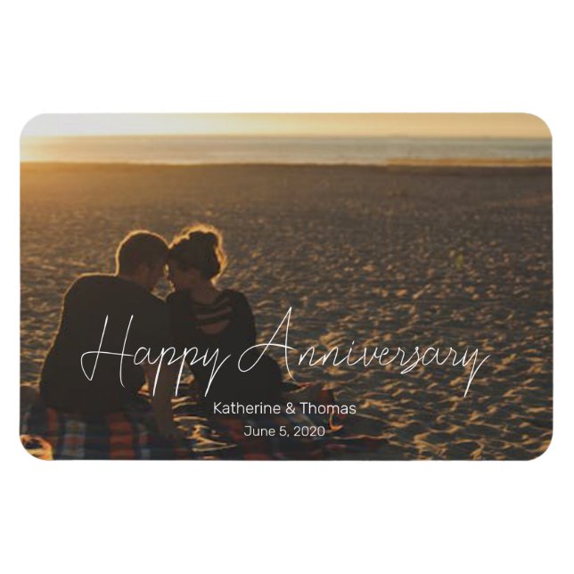 Custom Anniversary Photo Personalized text modern  Magnet (Horizontal)