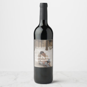 Custom Anniversary Photo Personalized text modern Wine Label