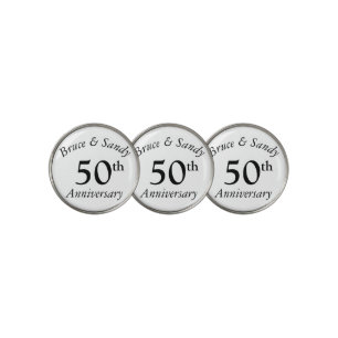 Custom Anniversary stylish and chic black font Golf Ball Marker