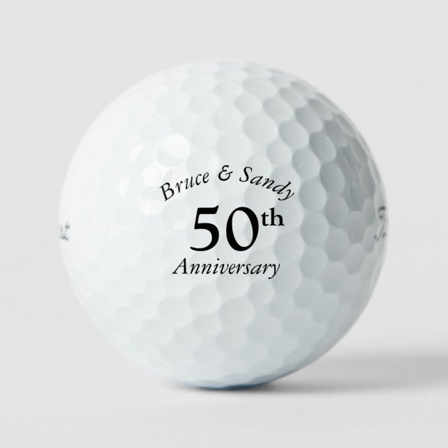 Custom Anniversary stylish and chic black font Golf Balls (Front)