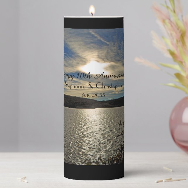 Custom Anniversary Utah Sunset Pillar Candle (In Situ)