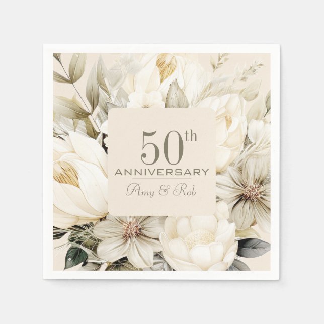 Custom Anniversary vanilla cream bouquet Napkins (Front)