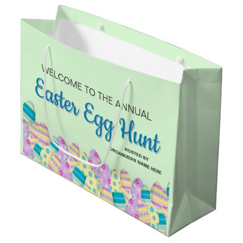 Custom Annual Easter Egg Hunt Colorful Banner Large Gift Bag