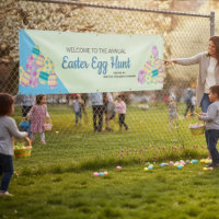 Custom Annual Easter Egg hunt signage hosted by