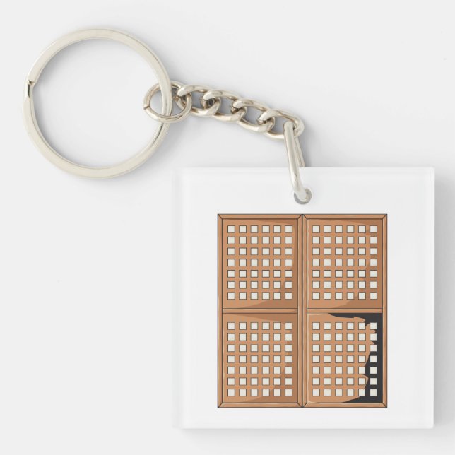 Custom Antique Capiz Shell Window Panels Buttons Keychain (Front)