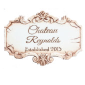 Custom Antique White Scrolled Home Carved Sign (Front)