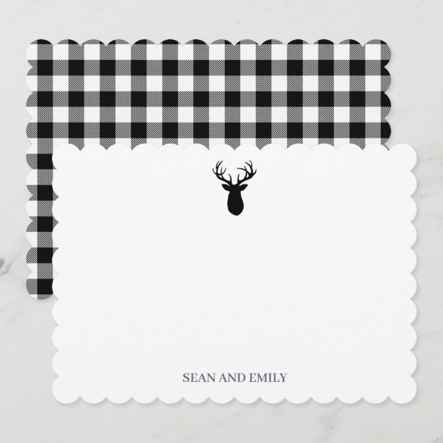 Custom Antler Deer Wilderness Logo Stationary Thank You Card (Front/Back)