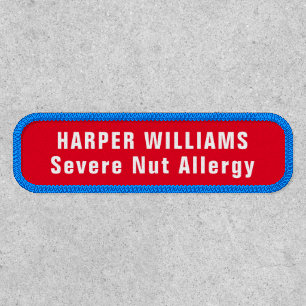 Custom Any Color Kid's Name Allergy Badge Iron On