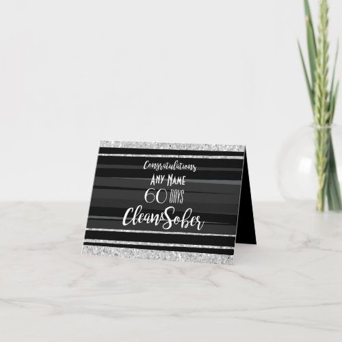 Custom Any Name Sobriety Sober Birthday Glitter Card