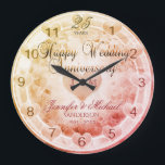 Custom Any Year Wedding Anniversary Hearts Large Clock<br><div class="desc">Commemorate your anniversary with this custom personalized clock with lots of hearts. Makes a great gift.</div>