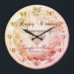 Custom Any Year Wedding Anniversary Hearts Large Clock<br><div class="desc">Commemorate your  anniversary with this custom personalized clock with lots of hearts. Makes a great gift.</div>