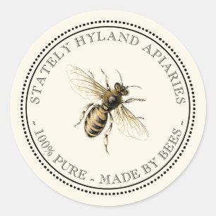 Custom Apiary Color Bee Ivory Your Name Here Classic Round Sticker