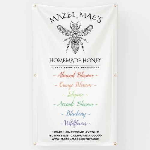 Custom Apiary Honey Flavors Menu Banner