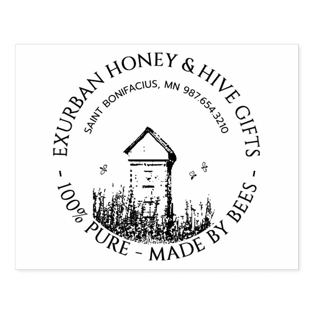 Custom Apiary Honey Hive Bees Rubber Stamp (Imprint)