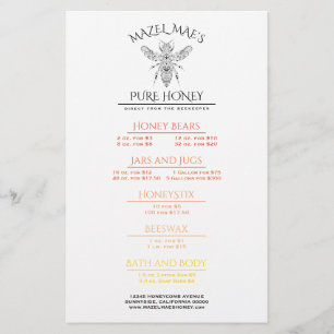 Custom Apiary Honey Menu Flyer