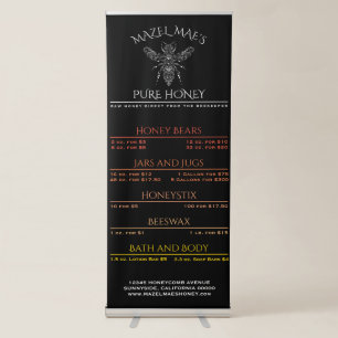 Custom Apiary Honey Price List Retractable Banner