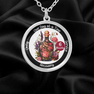 Custom Apothecary Recovery Milestone Gift Silver Plated Necklace