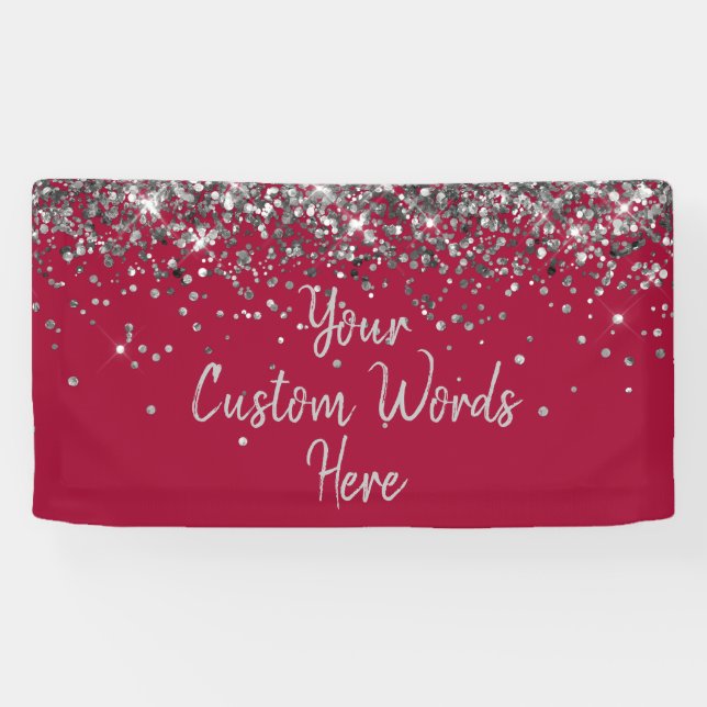 Custom Apple and Silver Customized Birthday Party Banner (Horizontal)