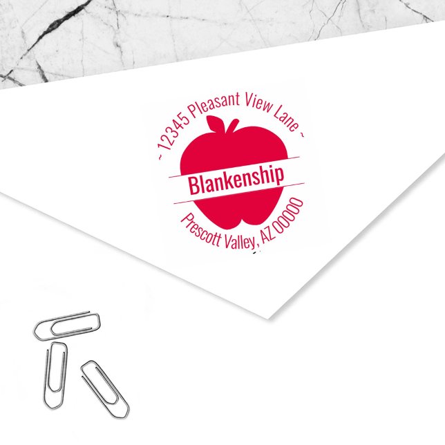 Custom Apple Artwork Circular Address Name Self-inking Stamp (Creator Uploaded)