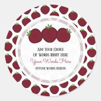 Custom Apple Classic Round Sticker by PartyTimeInvites at Zazzle