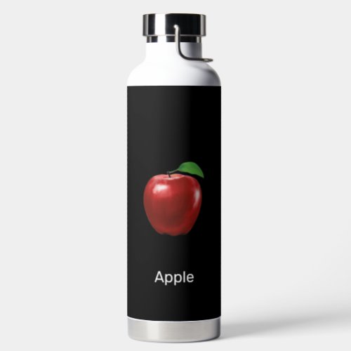Custom Apple Fruit Image  Editable Text on Black Water Bottle