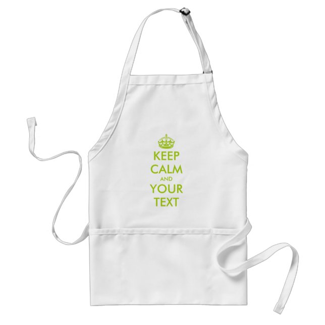 Custom apple green keep calm and your text short adult apron (Front)
