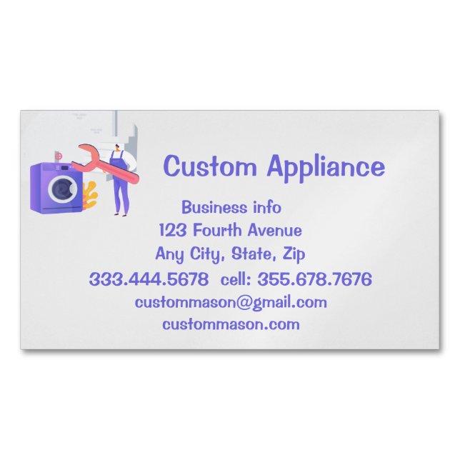 Custom Appliance Service & Repair Business Card Magnet (Front)