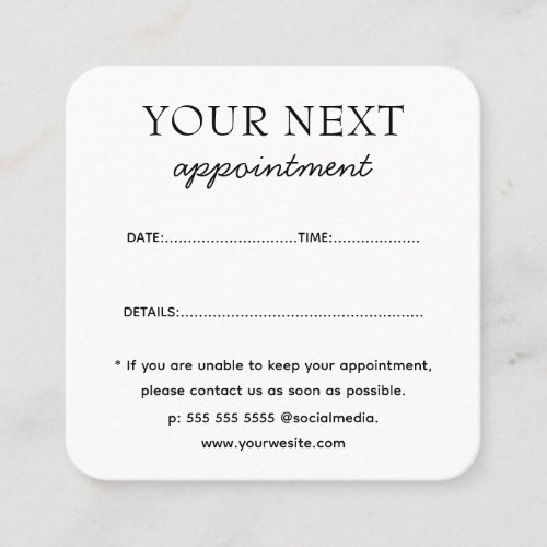 Custom Appointment Reminder Card with Company Logo
