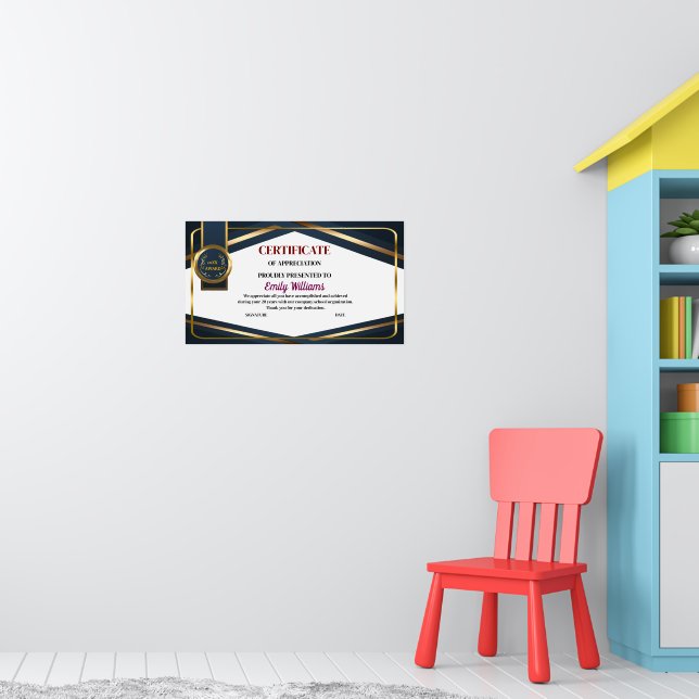 Custom Appreciation Achievement Gold Certificate Poster (Nursery 1)