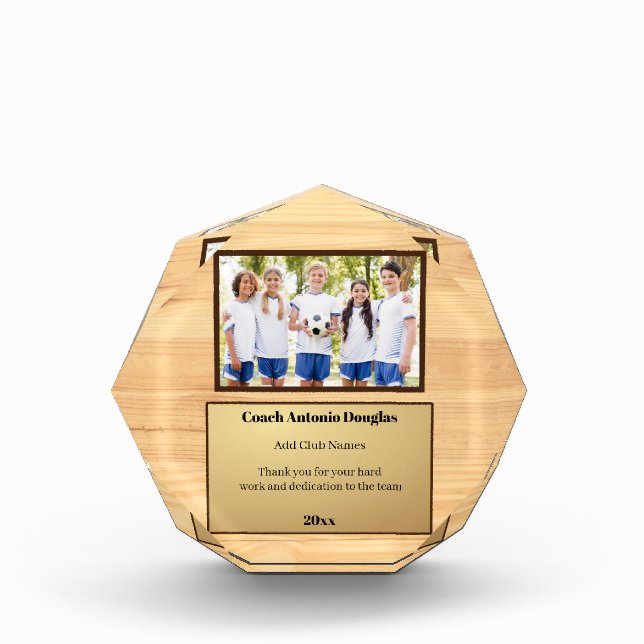 Custom appreciation Message for Coach & Team Photo Acrylic Award (Front)
