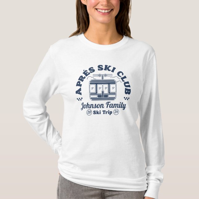 Custom Apres Ski Family Friends Ski Trip Group T-Shirt (Front)