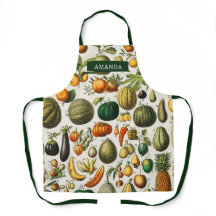 Custom apron with a fruit and vegetable motif