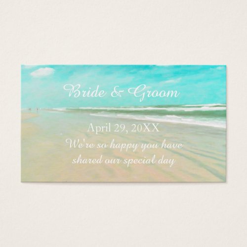 Custom Aqua Beach Wedding Favor Tag Business Card