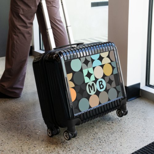 Custom Aqua Blue Rust Orange Black Art Pattern Luggage