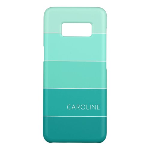 Custom Aqua Turquoise Blue White Stripes Pattern Case_Mate Samsung Galaxy S8 Case