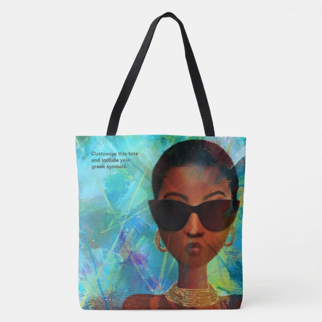 Custom Aqua Wild Black Art Tote Bag (Front)