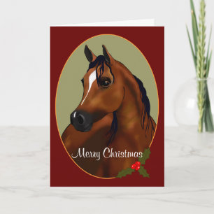 Custom Arabian Horse Christmas Cameo Card