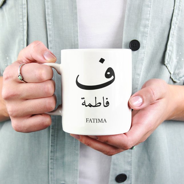 Custom Arabic Name Initial Monogram Muslim Islamic Two-Tone Coffee Mug (Creator Uploaded)