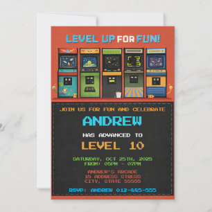 Custom Arcade Video Game Birthday Invitation