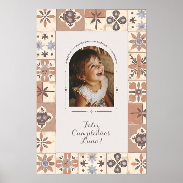 Custom Arch Photo Mexican Tile Fiesta Neutral Poster (Front)