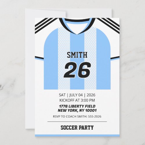 Custom Argentina Soccer Jersey Birthday Invite