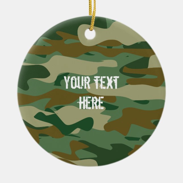 Custom army camo photo Christmas tree ornament (Front)