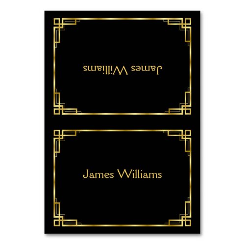 Custom Art Deco Black And Gold Place Cards