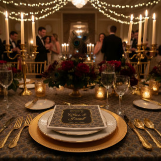 Custom Art Deco Embroidered-Style Wedding Napkins