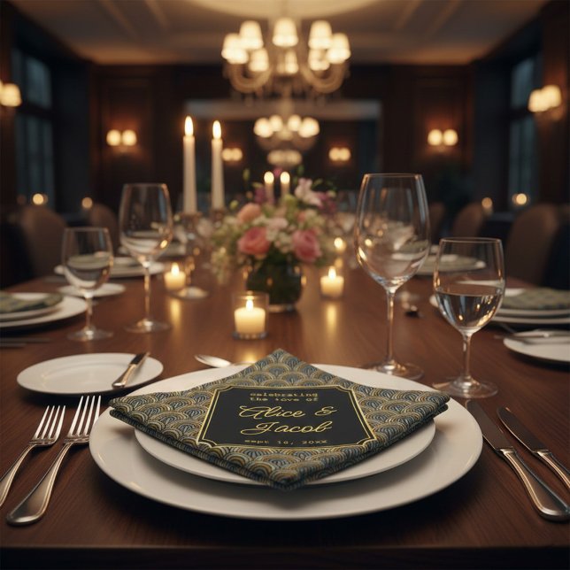 Custom Art Deco Embroidered-Style Wedding Napkins (Creator Uploaded)
