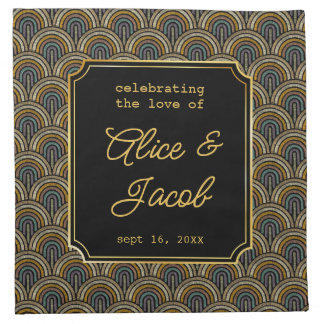 Custom Art Deco Embroidered-Style Wedding Napkins
